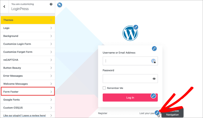 form footer in loginpress form footer in loginpress