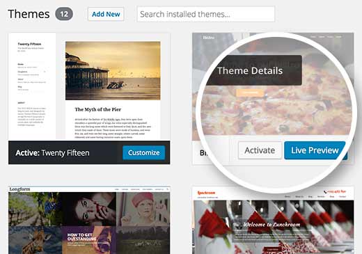 Live preview theme without activating Live preview theme without activating