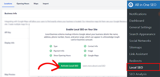 Click the Activate Local SEO button Click the Activate Local SEO button