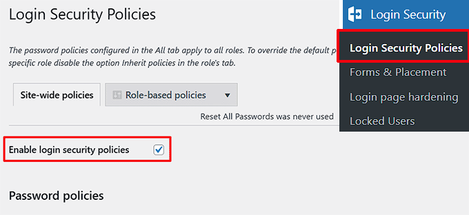 Habilitar política de seguridad de inicio de sesión
