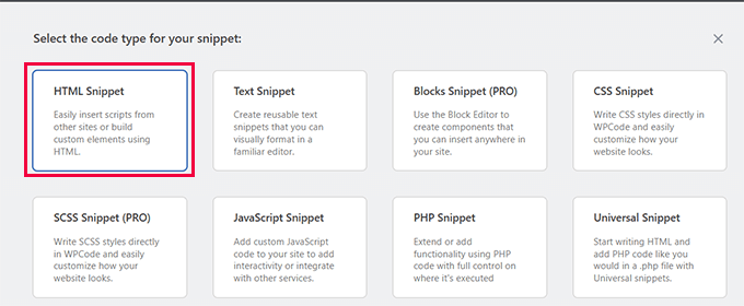 HTML snippet HTML snippet