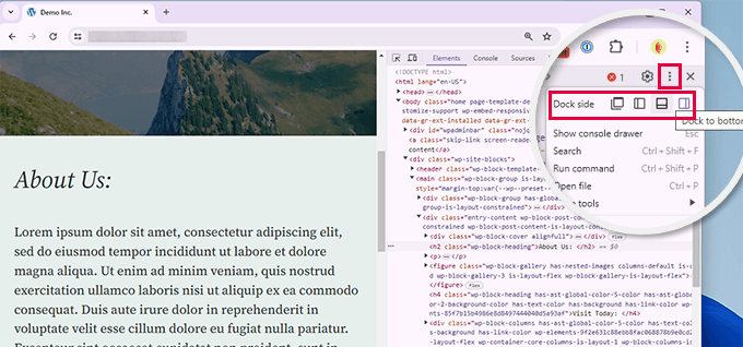 Choose dock position Choose dock position