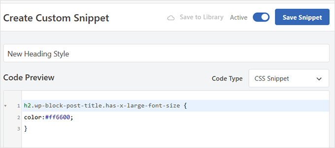 Save code snippet Save code snippet