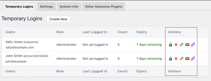 Haz clic para copiar la URL de inicio de sesión temporal.