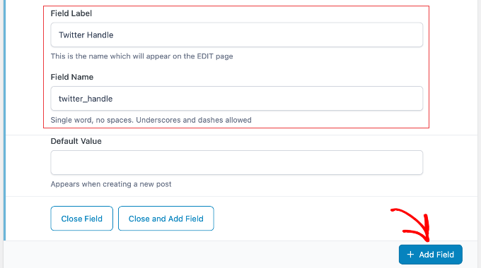 Adding a Field Label and Field Name in ACF