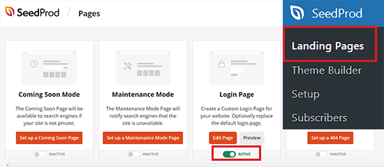 Make your login page active Make your login page active
