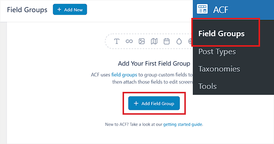 Click the Add Field group button Click the Add Field group button
