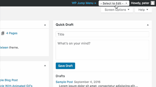 Meniu de salt în acțiune