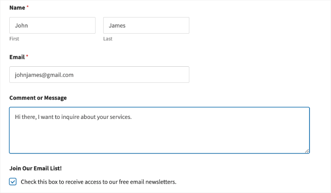 contact form preview