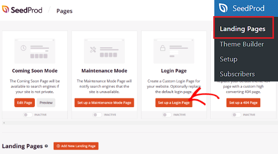 Setup your login page Setup your login page