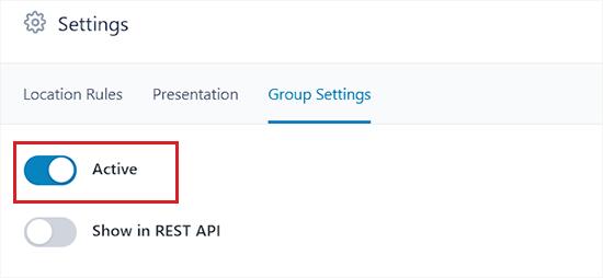 Toggle the active switch Toggle the active switch
