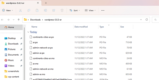 Translation files Translation files
