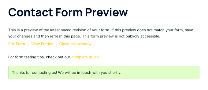 Confirmation message after form submission Confirmation message after form submission