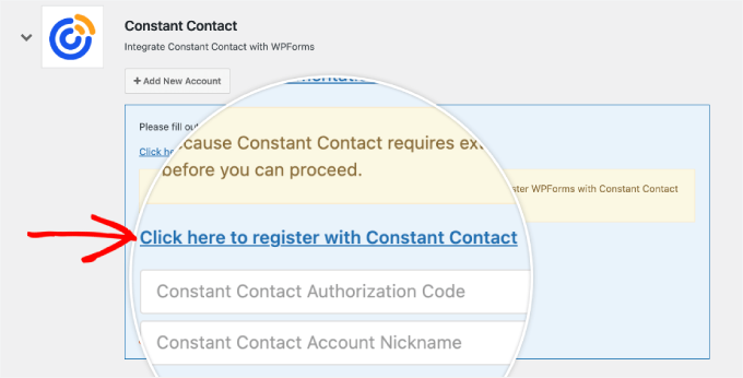 register with Constant Contact