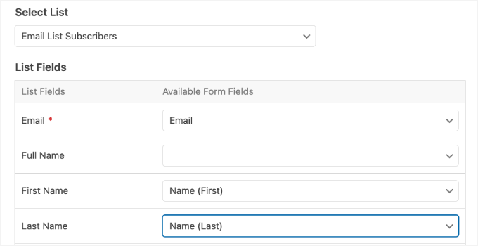 list fields in constant contact