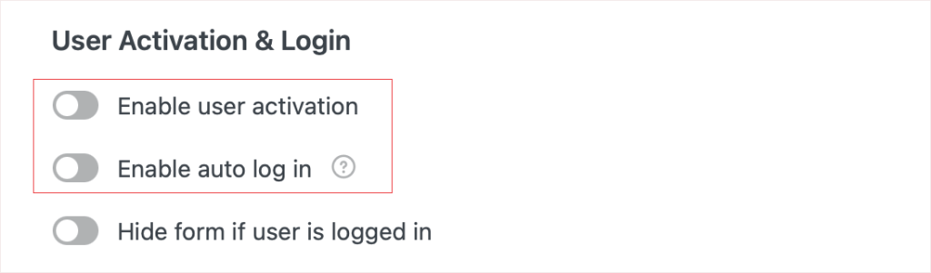 WPForms User Activation & Login Settings