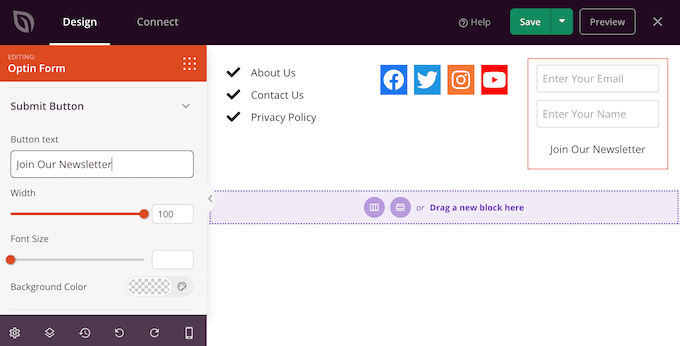 A custom footer, created using the SeedProd theme builder A custom footer, created using the SeedProd theme builder