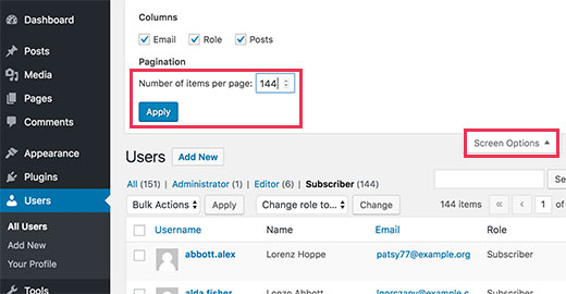 Visa fler objekt på användarsidan