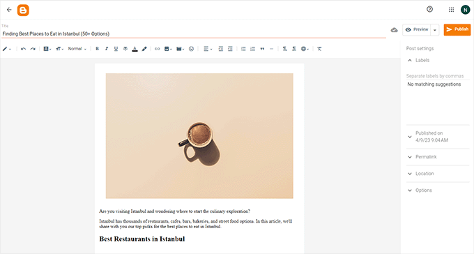 The Blogger user interface The Blogger user interface