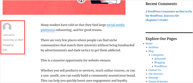 Example of a relative date on a classic theme, made with the WPCode custom code Example of a relative date on a classic theme, made with the WPCode custom code