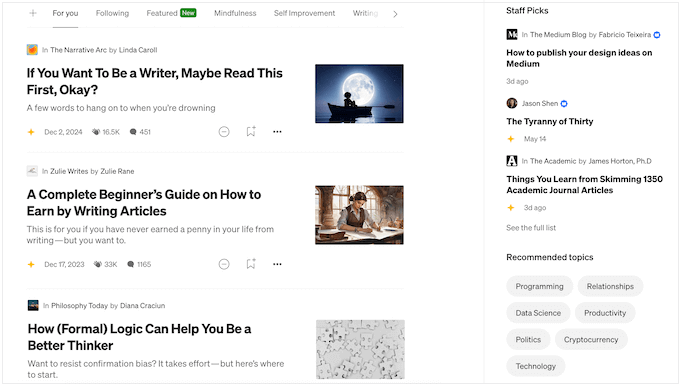 The Medium blogging platform The Medium blogging platform