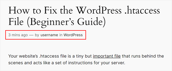 Example of relative dates added with the Meks Time Ago plugin Example of relative dates added with the Meks Time Ago plugin