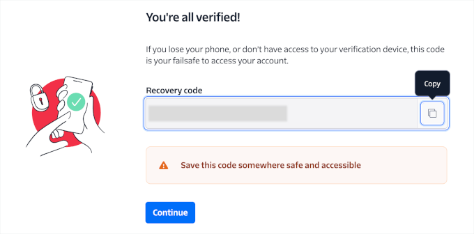Skopiuj kod odzyskiwania