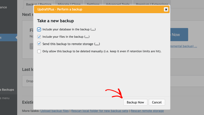Manual backup Manual backup
