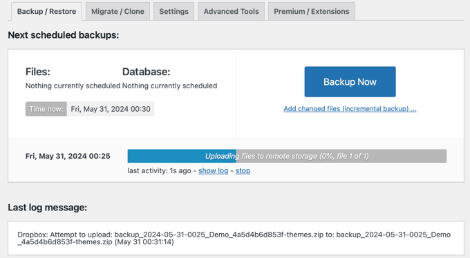 Backup Progress Backup Progress
