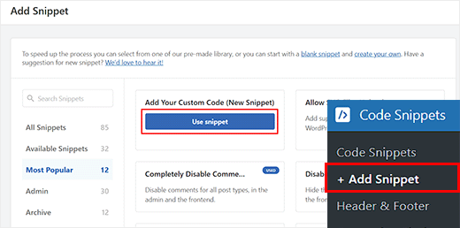 Add a new code snippet in WPCode Add a new code snippet in WPCode