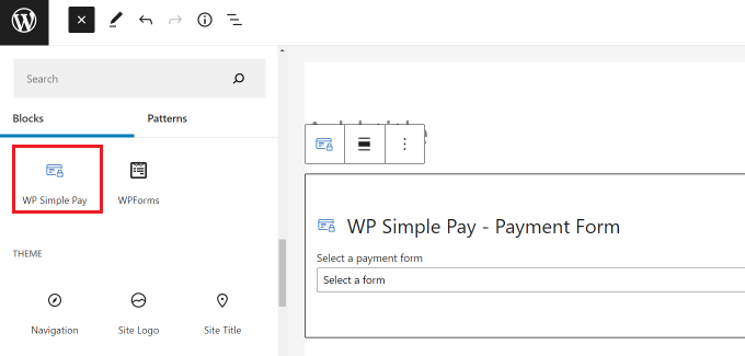 Add a WP Simple Pay block Add a WP Simple Pay block