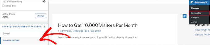 Astra header builder Astra header builder