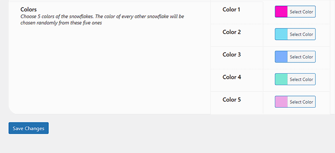 Scegli i colori per i fiocchi di neve