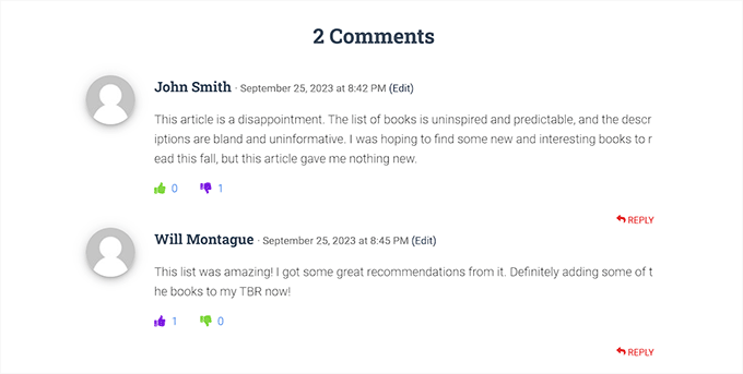 Comments section preview Comments section preview