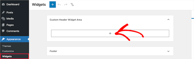 Custom header widget area Custom header widget area
