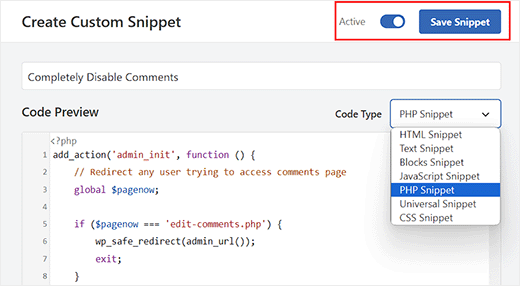 Save the code snippet Save the code snippet