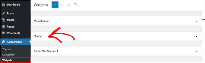 Go to widgets section for header widget Go to widgets section for header widget