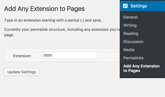 Add .html to pages in WordPress Add .html to pages in WordPress