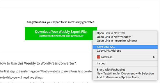 Download your Weebly export file Download your Weebly export file