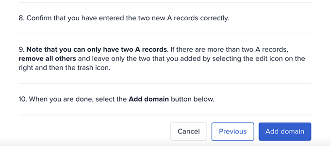 Finish adding domain Finish adding domain