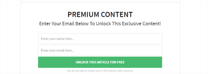 Premium locked content example Premium locked content example