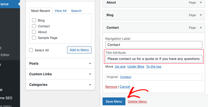 Adding a Title Attribute to a Classic Theme Menu Item Adding a Title Attribute to a Classic Theme Menu Item