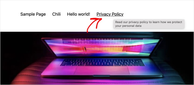 Preview of a Menu Entry Title Attribute in a Block Theme Preview of a Menu Entry Title Attribute in a Block Theme