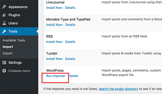 Run WordPress importer Run WordPress importer