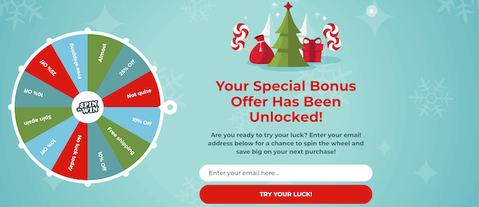 Spin to win popup example Spin to win popup example