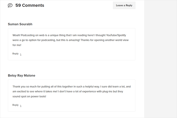 WPBeginner's comment section WPBeginner's comment section