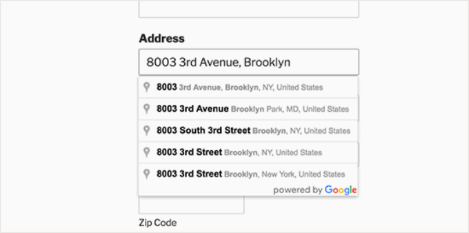 address autocomplete