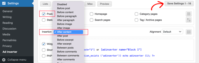 Select Where to Display the Ad or Signature Select Where to Display the Ad or Signature
