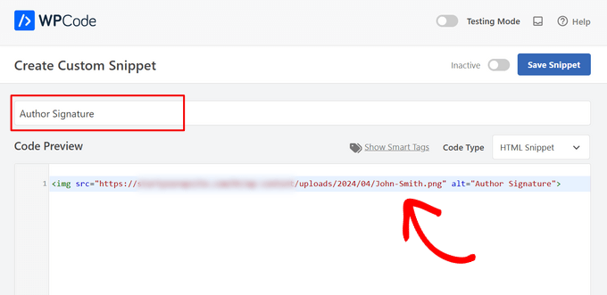 Collez le code de la signature ou de la publicité dans la boîte d'aperçu du code