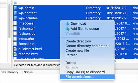 Setting permissions for all files Setting permissions for all files